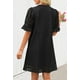 thumbnail image 4 of Minivestido MEROKEETY 2025, verano, manga corta, cuello en V, negro, 4 of 8