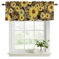 thumbnail image 2 of 2 Pack Valances for Windows, Spring Daisy Window Valances for Living Room/Bedroom/Bathroom, Botanical Brown Yellow Flowers Oil Painting Light Filtering Kitchen Curtain Valance 60"W x18" L, 2 of 9