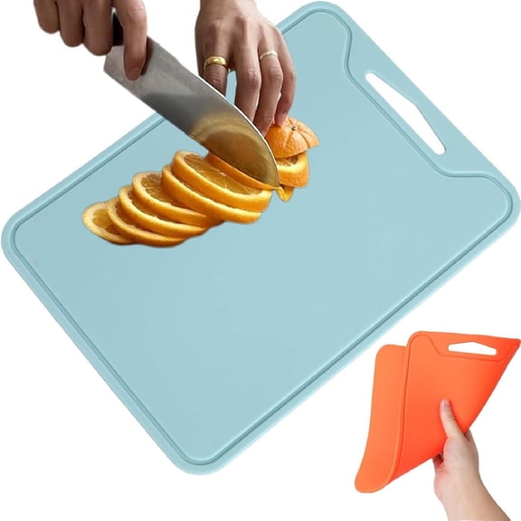 Hilingoto, Silicone Cutting Board Blue A, Thick Silicone Cutting Board Portable Silicone Cutting Board,Double Side Non Scratch Flexible Cutting Board For Chopping Scratch Juice With Easy Grip Blue
