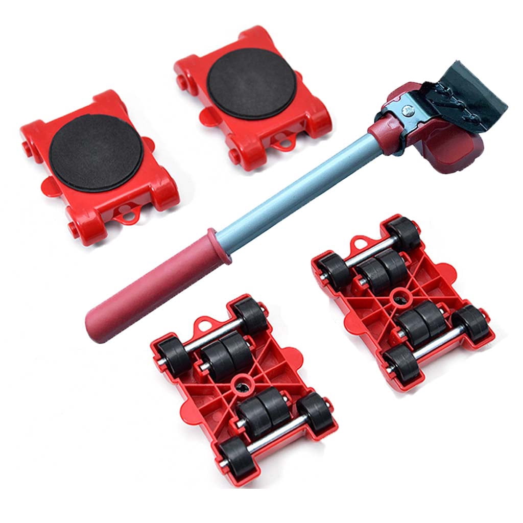 XISAOK Furniture Mover Tool Transport Lifter Heavy Stuffs Moving 4 Wheeled Roller with 1 Bar Set