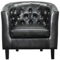 thumbnail image 3 of Armchair Accent Chair, Set of 2, Faux Leather, Black, Modern Contemporary Urban Design, Living Lounge Room Hotel Lobby Hospitality, 3 of 4