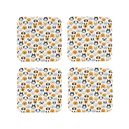 

Tideii Dog Faces for Leather Coasters 4 Pieces Anti-fouling and Anti-scalding Decorative Coasters Suitable for Restaurants Kitchens Coffee Shops-Square