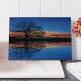 thumbnail image 2 of Nature Cutting Board, Majestic Full Branch Tree at Twilight with Water Reflection out Nature View, Decorative Tempered Glass Cutting and Serving Board, Small Size, Blue Orange, by Ambesonne, 2 of 5
