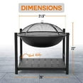 thumbnail image 6 of SereneLife Outdoor Wood Fire Pit - Steel BBQ Grill Fire Pit Bowl with Mesh Spark Screen, Cover Log Grate, Wood Fire Poker for Camping, Picnic, & Bonfire, 6 of 6