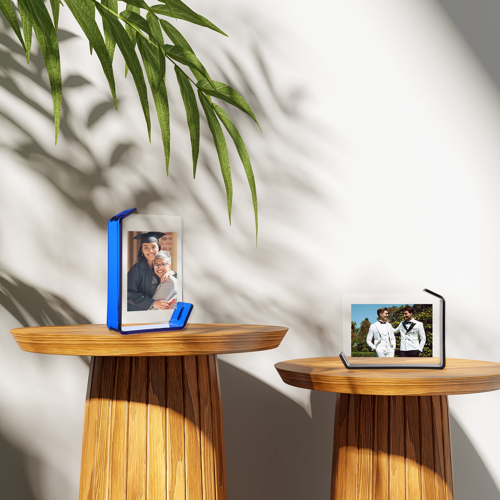 Unique Bargains Durable Acrylic Floating Picture Frame for Wall Blue 4" x 6"