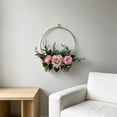 thumbnail image 5 of DefiDgd Metal Hanging Flower Wreath for Front Door,Vintage Layered Faux Rose Floral Wreaths Hoop for Outside Home Porch Wall Window Wedding Party Decoration(Pink), 5 of 6