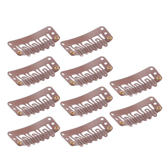 New Arrivals 10pcs Brown Snap Clips U-shape Metal for Hair Extensions DIY
