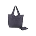 thumbnail image 2 of Solid Color, Foldable Nylon Shoulder Tote Bag, Large Capacity Zipper Closure Handbag for Travel, Work, and Shopping, Gray, 1xHandbag, 2 of 6