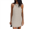 thumbnail image 3 of Vestidos Cortos Informales de de Verano Sin Mangas con Cuello Redondo para Mujer Marrón L, 3 of 10