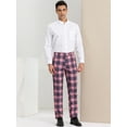 thumbnail image 3 of Unique Bargains Men's Dress Pants Casual Flat Front Stretch Business Plaid Pants 28 Pink Navy, 3 of 6