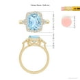 thumbnail image 4 of ANGARA Natural Cushion 2.45 ct Aquamarine Halo Ring with Trio Diamonds in 14K Yellow Gold for Women (Size-10x8mm) | March Birthstone, Anniversary, Jewelry Gift for Women | Natural Aquamarine Ring, 4 of 9