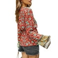 thumbnail image 4 of Gvmfive Women Vintage Floral Print Patchwork V-Neck Long Sleeve Tunic Top, 4 of 5