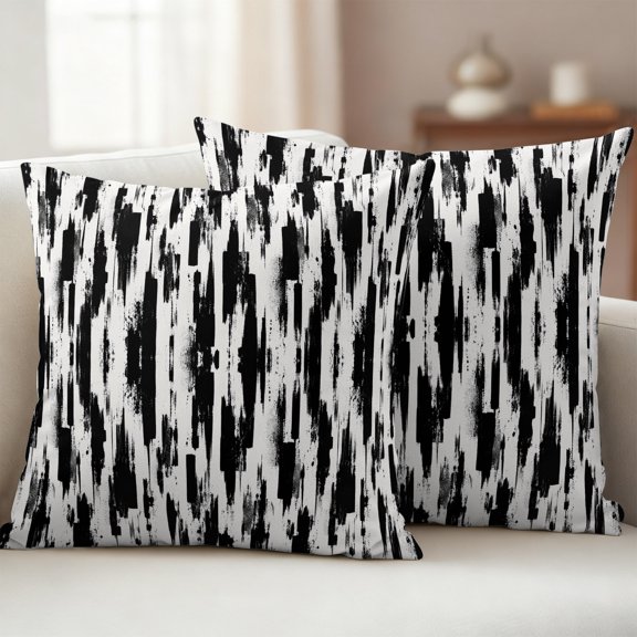 Black White Outdoor Pillow Covers 16x16 Set of 2,Waterproof Patio Throw Pillowcase Protectors,Abstract Art Ethnic Tribe Farmhouse Square Decorative Pillow Shams Cushion Covers for Seat Bed Couch Sofa