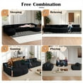 thumbnail image 4 of 144" Modular Boucle Sectional Sofa, Deep Seat Couch with 2 Curved Chaise Lounges & 5 Pillows, No Assembly, Black, 4 of 8