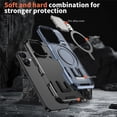 thumbnail image 3 of Case for iPhone 17 6.1-inch with Adjustable Metal Camera Lens Cover Stand Compatible with MagSafe [Military-Grade Protection] Rugged Heavy Duty Magnetic Case,Blue,For iPhone 17, 3 of 6