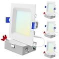 thumbnail image 1 of LUXRITE 4 Inch Ultra Thin Square LED Recessed Lighting, 12W, 5CCT Color Selectable 2700K-5000K, 950 Lumens High Output, Dimmable LED Wafer Lights, Wet Rated, Energy, 1 of 6