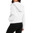thumbnail image 3 of Hoodies Women Solid Long Sleeve Sweatshirt Casual Zip Up Cropped Pullover Tops Fleece Lined Winter, 3 of 6