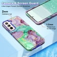 thumbnail image 3 of CASEFIV for Samsung Galaxy S22 Plus/S22 Plus 5G Case,Marble Pattern Heavy Duty Shockproof Full Body Protective Phone Covers for Women Girls,Purple Green, 3 of 8