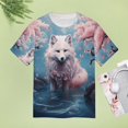 thumbnail image 5 of Watercolor Fox T-Shirt O Neck Retro Print Big Size T-Shirts Short Sleeve Tees Womens Pretty Design, 5 of 5