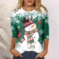 thumbnail image 2 of WEAIXIMIUNG T-Shirt de Noël Imprimé Col Rond Manches 3/4 Décontracté pour Femmes Saint-Valentin, 2 of 5
