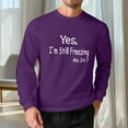 thumbnail image 2 of Feancey Casual Long Sleeve T Shirts for Men Yes I'm Still Freezing Letter Printed Tshirt Big and Tall Fashion Regular Fit Tee Shirt Crewneck Pullover Shirt Purple M, 2 of 6