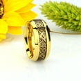 thumbnail image 3 of 9MM Comfort Fit Titanium Wedding Band Gold Tone Celtic Design Rosewood Inlay Titanium Ring (Size 7 to 15), 3 of 3