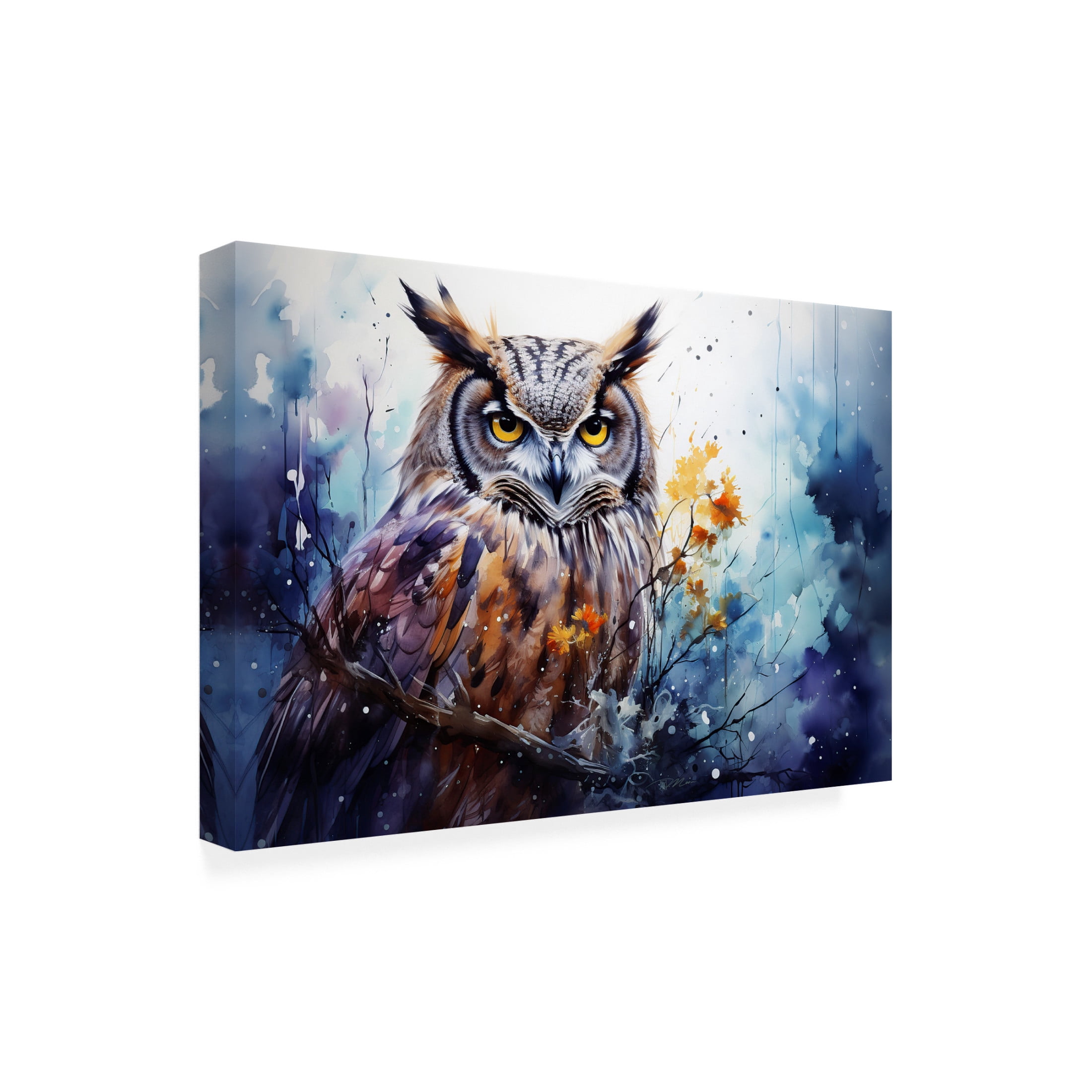 Canvas Wall Art - Momart 'Wild Life Of Predators In Watercolor 2' Wall Art for Living Room, Bedroom, or Office Décor by Trademark Fine Art - 32 x 22 Inches