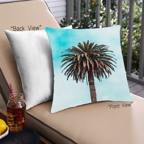 Ahgly Company Plants Palm Tree Outdoor Throw Pillow, 18 inch by 18 inch