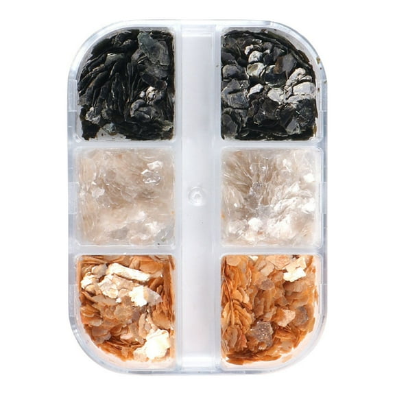 UDIYO 6 Grid /Box Nail Art Sequins Easy to Stick Reflective Artwork Making High Saturation Nail Chunkys for Party