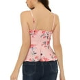 thumbnail image 3 of INSPIRE CHIC Women's Floral Cami Sleeveless Tank Top V Neck Tie Waist Peplum Blouse M Pink, 3 of 6