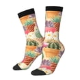thumbnail image 1 of Wukai Chaussettes Mi-Mollet Imprimé Succulent et Cactus, Design Imprimé 3D, Chaussettes pour Adultes, Haute Élasticité, Respirantes, Sport, Adaptées pour Usage Quotidien, Unisexe, 1 of 6