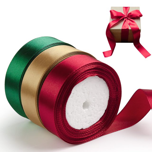 3 rollos de cinta para manualidades, cintas de poliéster para envolver regalos, cintas de satén, cintas de seda para decoración para fiesta de boda oso de fresa Electrónica