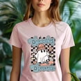 thumbnail image 5 of Spooky Season Skateboard Ghost Graphic T-Shirt Retro Style Tee, Light Pink, Size M, 5 of 6
