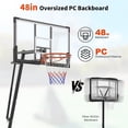 thumbnail image 2 of Basketball Hoop Outdoor Portable, 48 Inch Shatterproof PC Backboard, 4.9-10FT Height Adjustable Basketball Hoop Goal System, Mobile Stand with Wheels & Weighted Base for Driveway Backyard Pool Play, 2 of 9