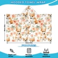 thumbnail image 2 of Corgi Dog and Flower Florals Hooded Bath Towel，60"x35" for Ages 3 To 12 Kids, Quick Dry Lightweight Soft Microfiber Hood Beach Towel Cover Up for Kids, 2 of 7