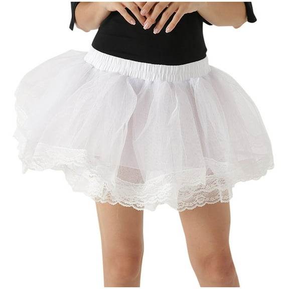 Riforla Women's Fashion High Waist Pleated Solid Color Tulle Tutu Skirt Lady Skirt Skirts for Women Trendy White One Size