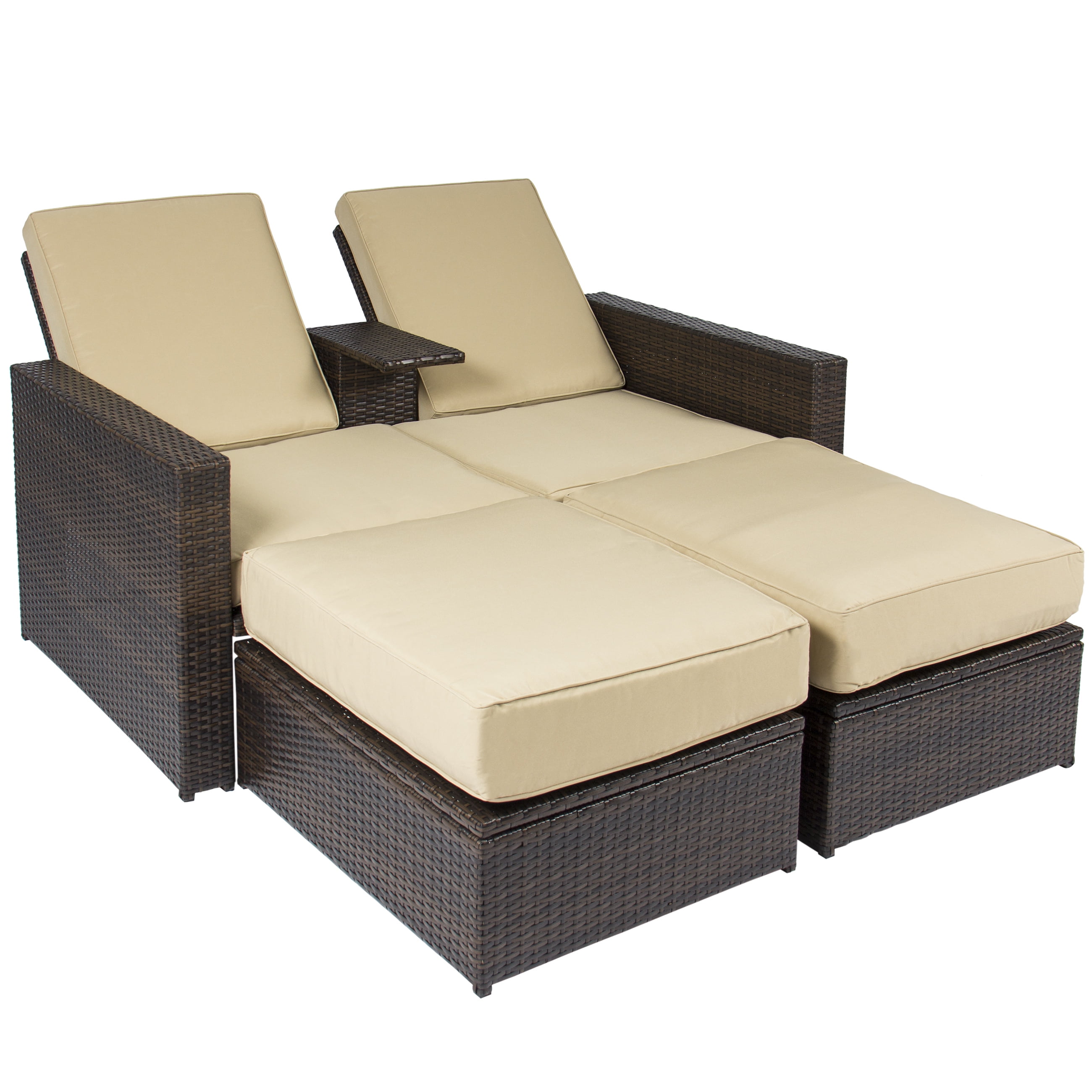 best choice products outdoor 3pc rattan wicker patio love seat lounge chair  furniture set multi purpose  walmart