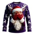 thumbnail image 4 of XIAOCHA Men's Crew Neck Sweatshirt Long Sleeve Santa Graphic Print Holiday Pullover Top, Dark Purple, Sizes XXXXXL, 4 of 4