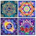 thumbnail image 2 of Full Drill 5D DIY Diamond Painting kits Colorful Mandala 3D Diamond Embroidery Flowers Cross Stitch Mosaic Art Home DecorRound 50x50cm Gao Jinjia LED, 2 of 2