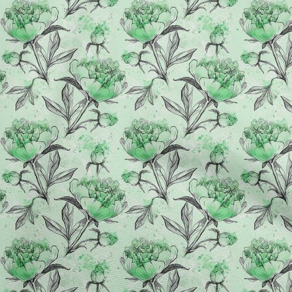 oneOone Cotton Flex Green Fabric Floral Quilting Supplies Print Sewing Fabric By The Yard 40 Inch Wide