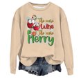 thumbnail image 1 of Wyzesi Chandails en Molleton Overd pour Femmes Tendance Automne Femmes Décontracté Col Rond Noël Imprimé Verre Chandail à Capuchon, 1 of 3