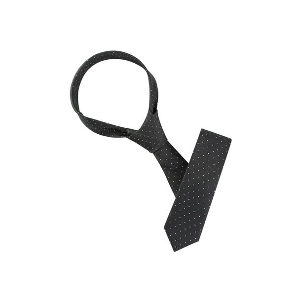 CORBATA DELGADA CASUAL DE PUNTOS PARA HOMBRES INSPIRADA CHIC, CORBATA NEGRA AUTOAJUSTABLE TAMAÑO ÚNICO