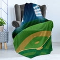 thumbnail image 4 of Sports Soft Flannel Fleece Throw Blanket, Cartoonish Scene of Stadium with Heavy Spots and Fild Match Game Baseball Themed, Cozy Plush for Indoor and Outdoor Use, 50" x 70", Multicolor, by Ambesonne, 4 of 5
