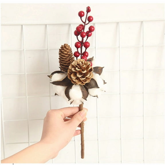 Set Of 2 Artificial Christmas Berries Holiday Berries Cotton Stems