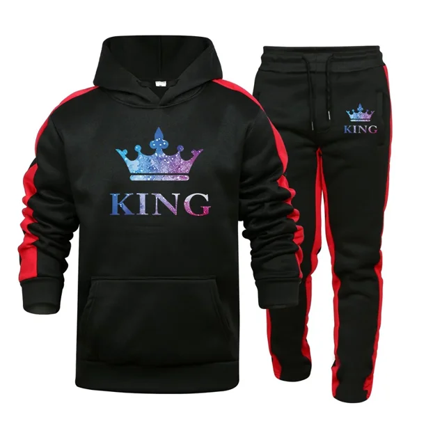 Chándal con estampado de Colour King para hombre, sudadera con capucha informal de alta calidad y pantalones deportivos, conjunto de 2 piezas, ropa deportiva para correr y fitness