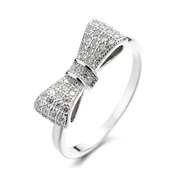 Sterling Silver Bow-Ring with Crystals
