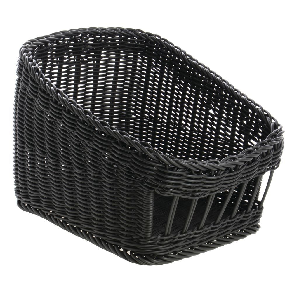 Plastic Wicker Tapered Storage Basket Black 11 3/4"L x 15 3/4"W x 6 3