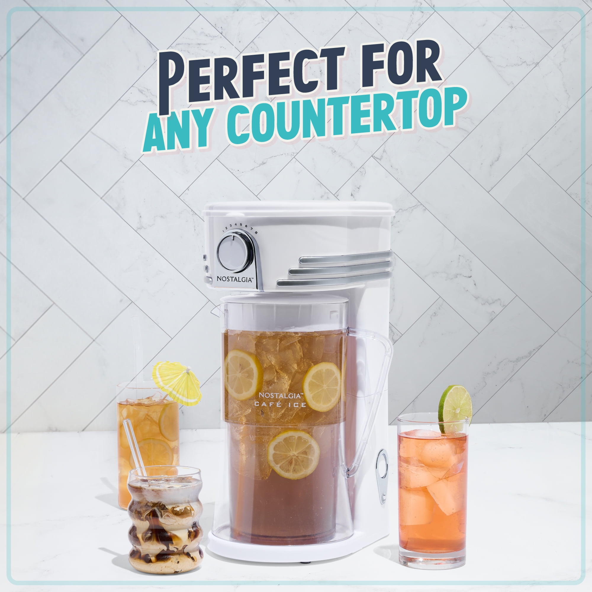 HomeCraft Electric Iced Tea Maker, 3 qt Cold Brew Coffee and Tea Brewer with Plastic Pitcher, White