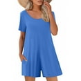 thumbnail image 2 of Akafmk Plus Size Jumpsuits for Women Summer,Casual Rompers for Women,Womens Fashion Summer Solid Pocket Casual Short Sleeve Suspender Jumpsuit Loose Fitting Overalls, 2 of 5