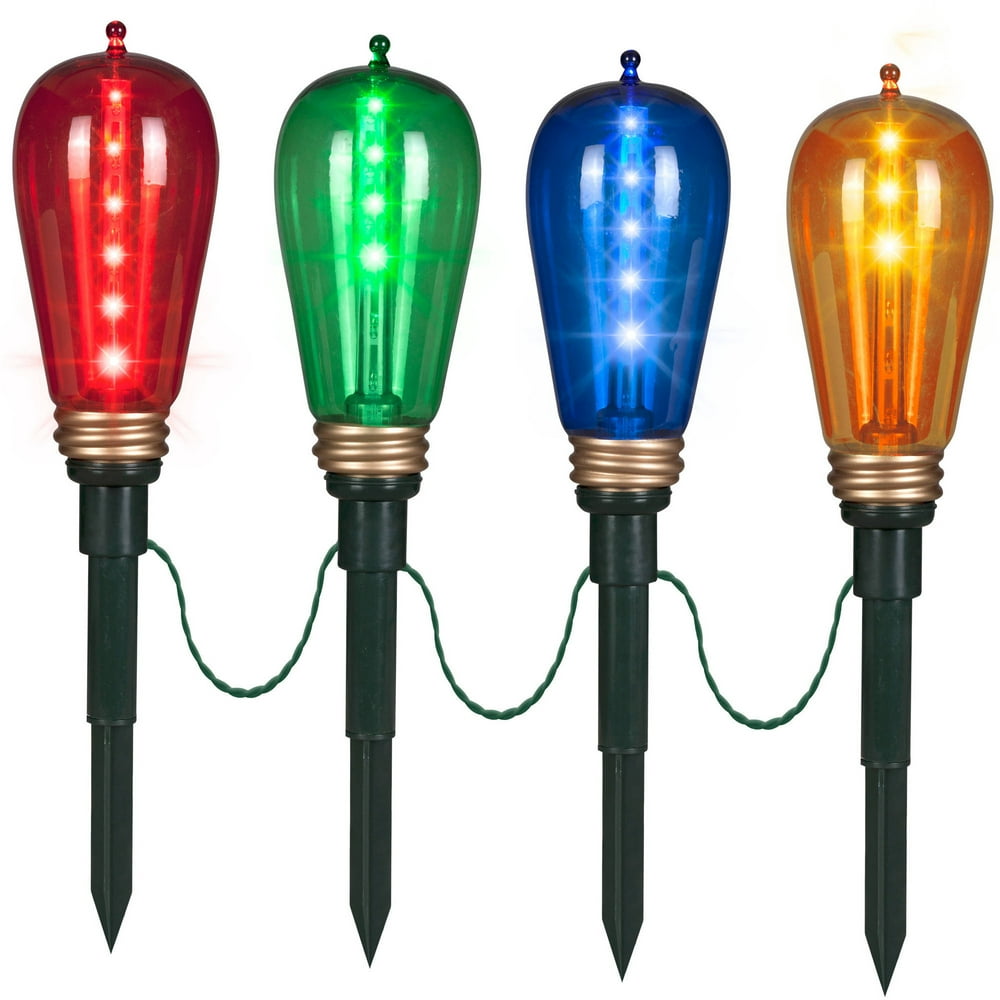 Gemmy Christmas Lights Shooting Star Pathway Stakes Edison Style Bulb